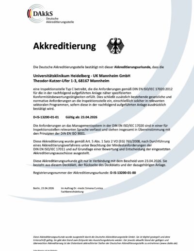 Akkreditierungsurkunde der Deutschen Akkreditierungsstelle